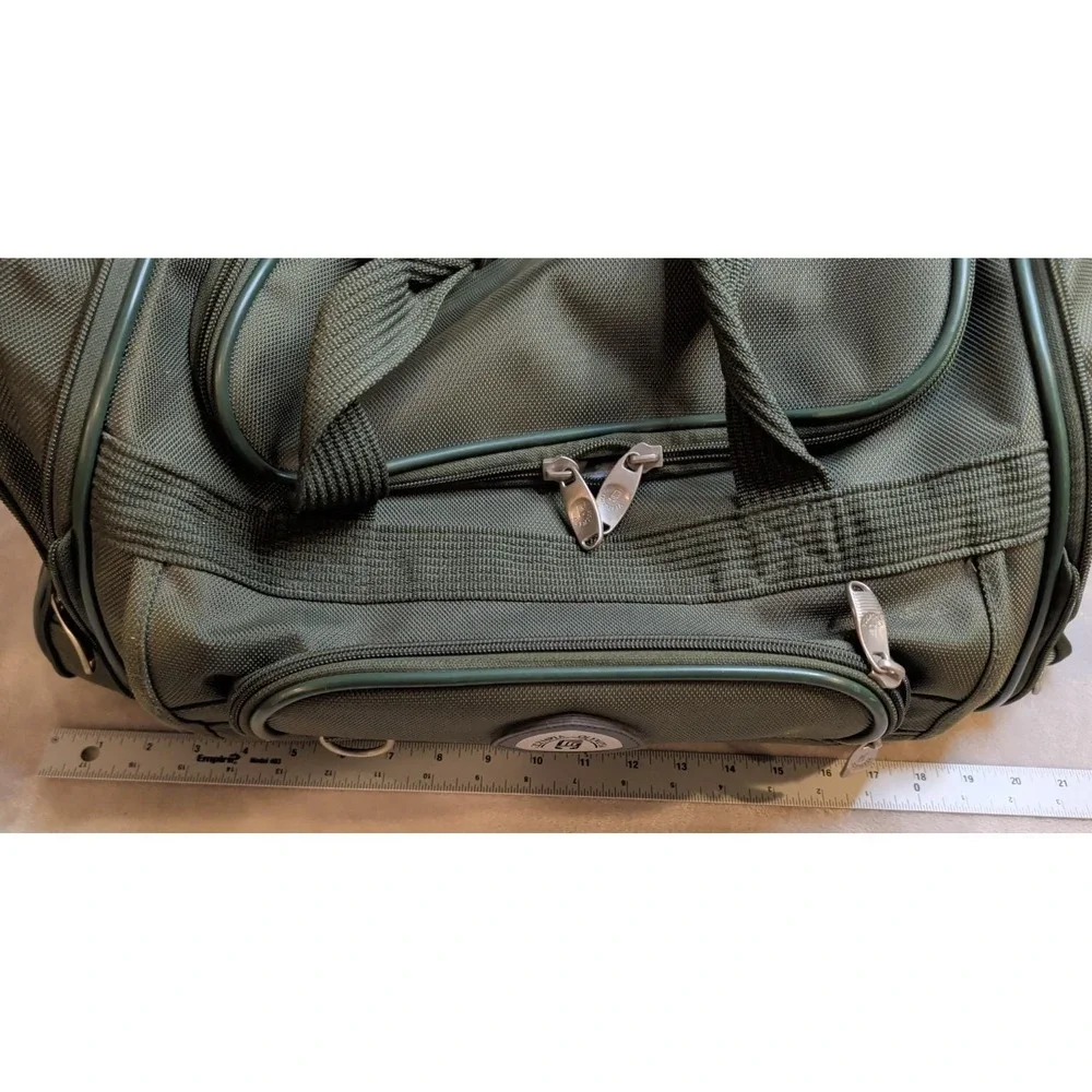 Vintage Olympia Duffel Bag Green Nylon Travel Gym Carry On Multi Pocket